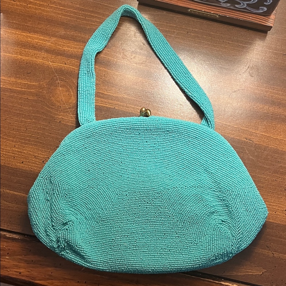 Saks Fifth Avenue Turquoise Beaded Wristlet